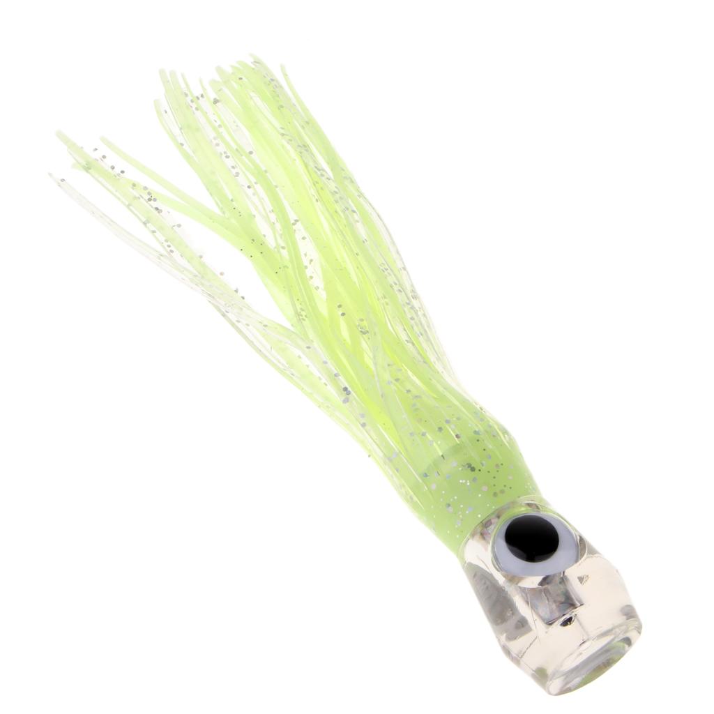 5pcs 3D Eye Jet Head Trolling Skirt Lure Soft Octopus Squid Bait Offshore