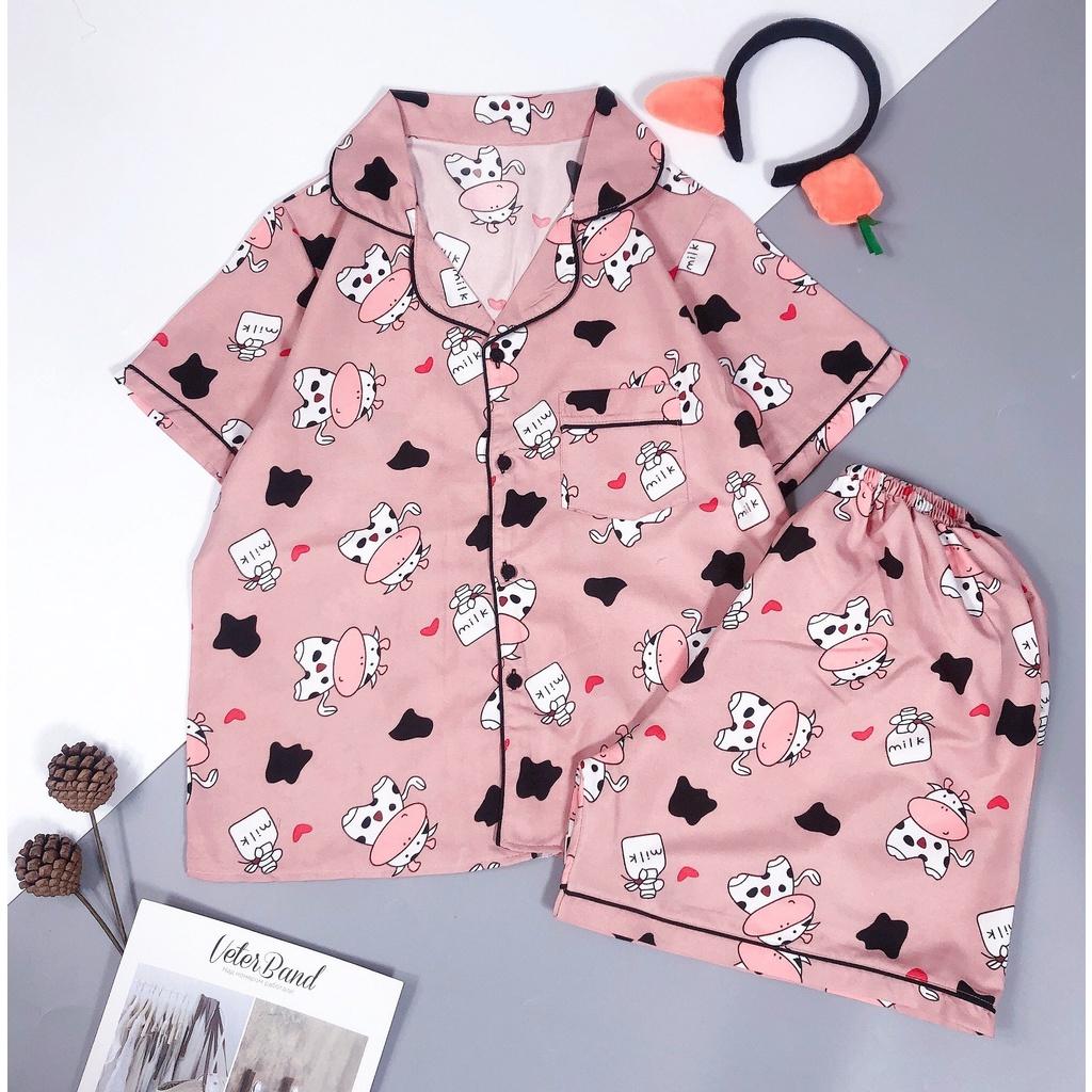 Đồ ngủ pijama nữ tay ngắn quần cộc, Bộ mặc nhà chất kate thái mềm mát, quần áo ngủ pyjama bigsize HATIBO