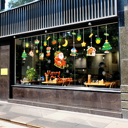 Decal trang trí Noel - Cưỡi xe phát quà