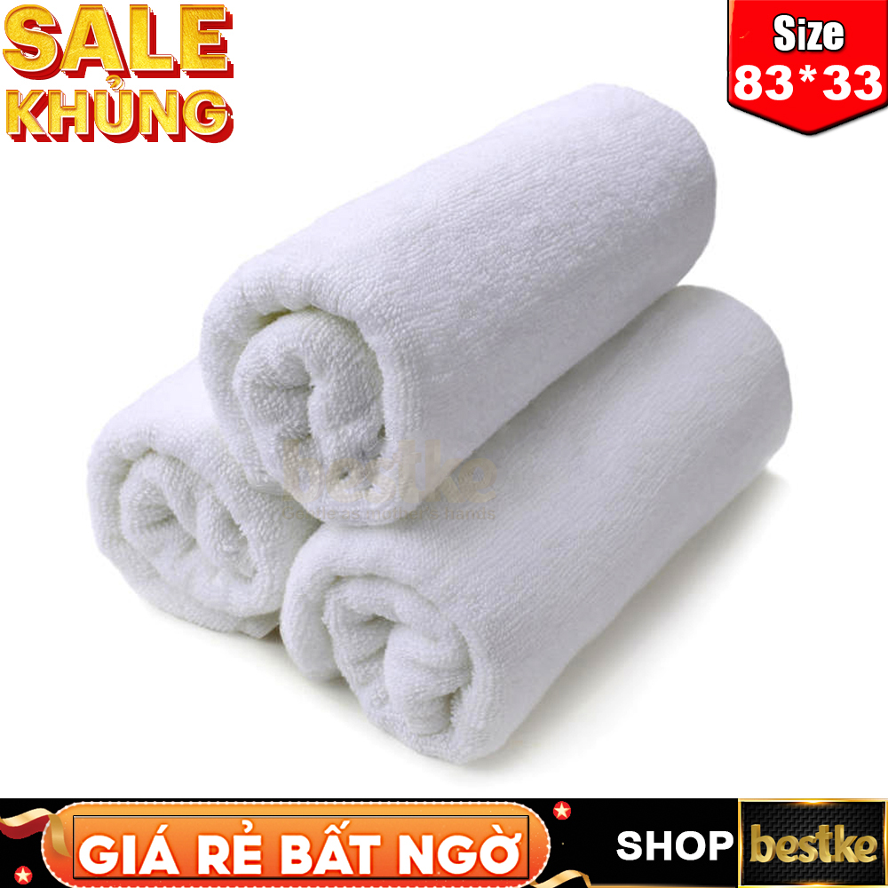 Khăn Gội bestke Dài quấn Đầu 100% Cotton cao cấp xuất khẩu dư, Set 3 cái Màu Trắng KT 83*33cm, Khăn Spa, khách sạn