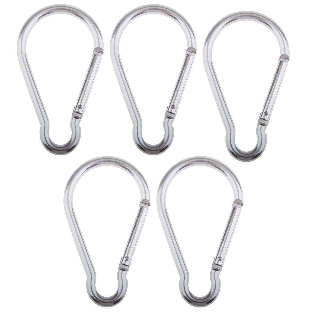 5PCS Aluminum Carabiner D Shape Buckle Keychain Clip Spring Snap Hook
