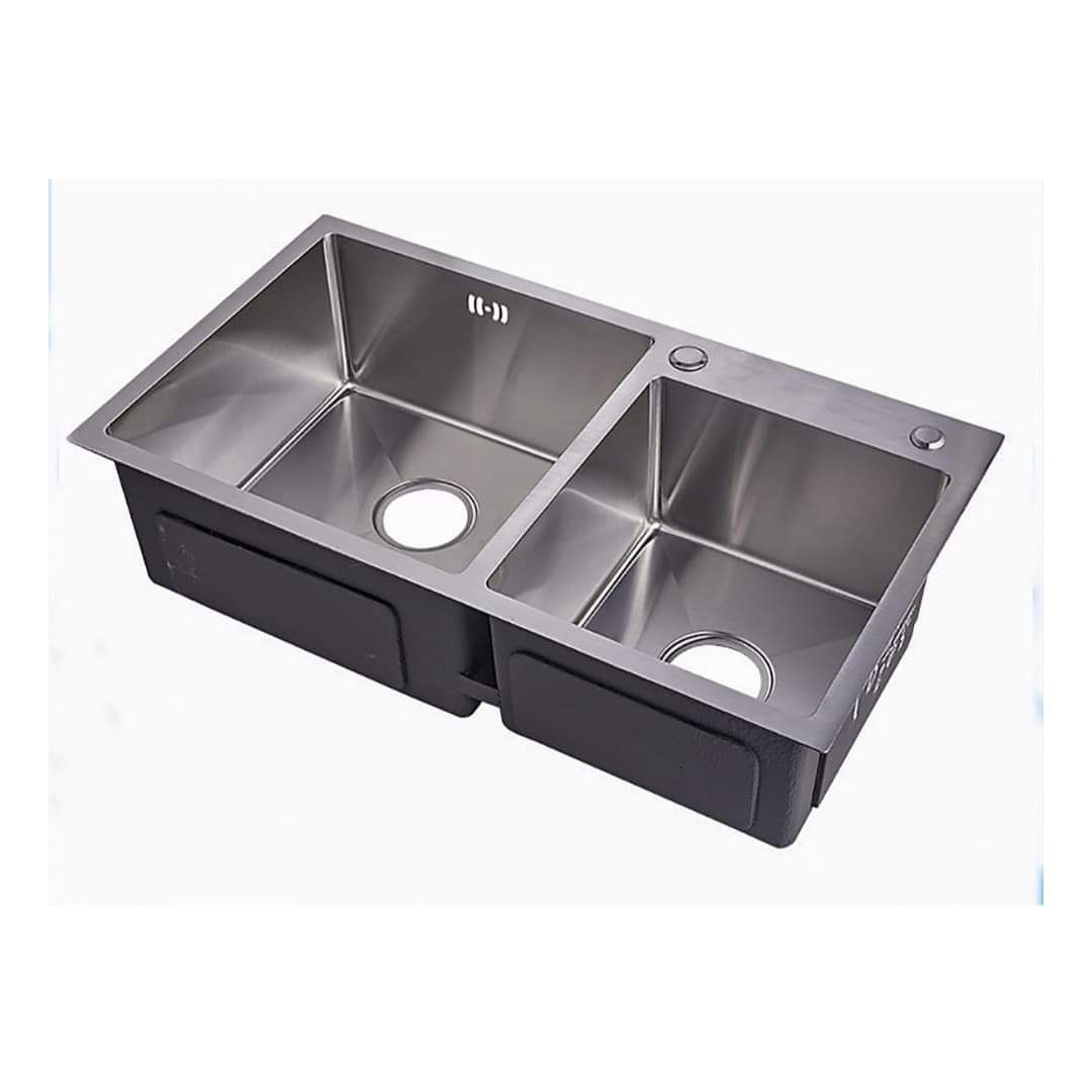 Chậu rửa chén bát hai hộc lệch inox sus304 đúc nguyên khối cao cấp Hafen