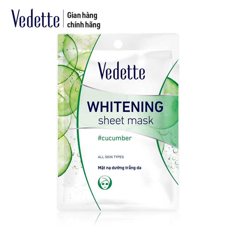 Combo 6 Mặt Nạ Trắng Hồng Tự Nhiên Vedette Whitening Sheet Mask Set (Cucumber) 22mlx6