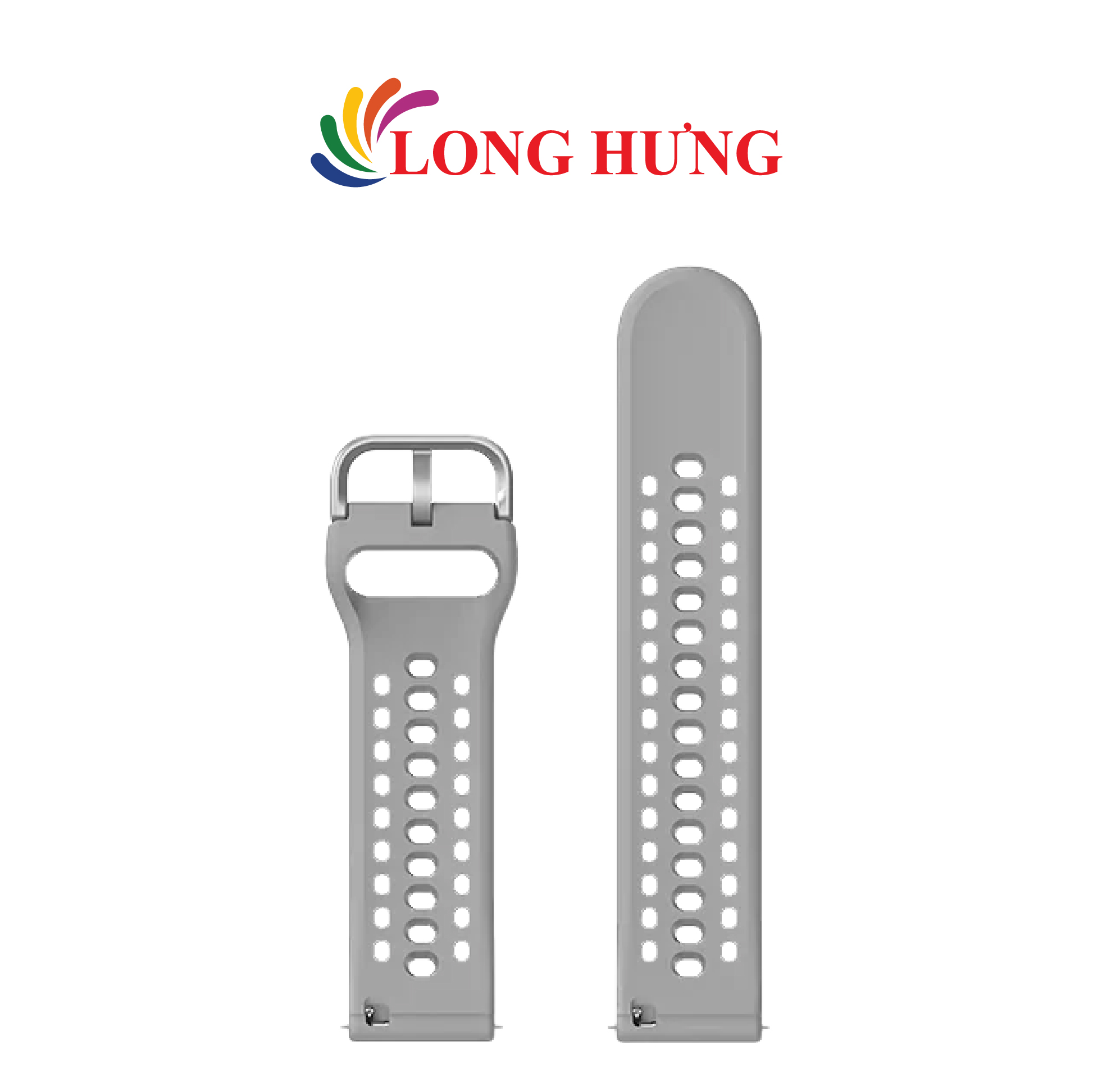 Dây đeo đồng hồ Amazfit Light Grey Sport Silicone Strap 22mm A2435S - Hàng chính hãng