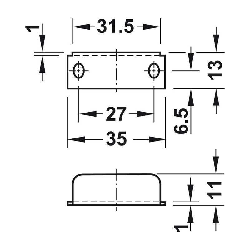 Khóa vuông chìa nhựa Hafele 22mm - 232.01.220