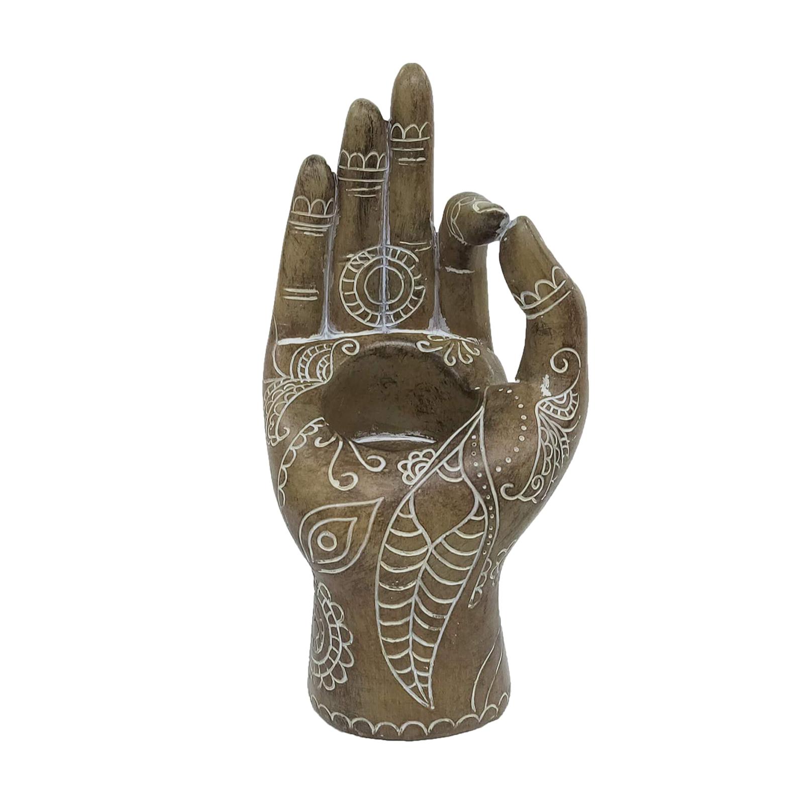 Buddha Yoga Candle Holder Mudra Hand Tabletop Tealight Decor Statues Home Office Yoga Studio Collectible Figurines Candlestick for Relieve Pressure