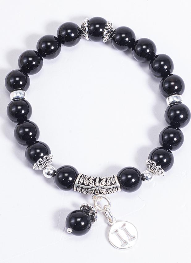 Vòng Tay Phong Thủy Đá Obsidian Phối Charm Cung Hoàng Đạo Song Tử Mệnh Thủy, Mộc Ngọc Quý Gemstones