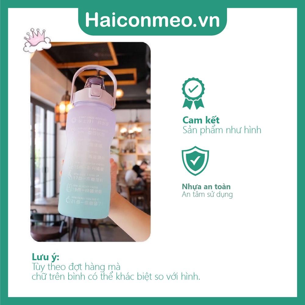 Bình Nước thể thao 2 Lít tập gym Siêu To Dễ Thương Có Vạch Nhắc Nhở Uống Nước Mỗi Ngày