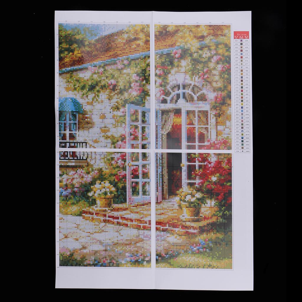 Stamped Cross Stitch Kit Embroidery Craft Pre-Printed Pattern - Garden House