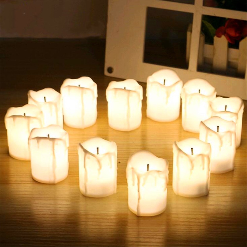 Đèn LED hình nến phong cách Bắc Âu Roman decor để bàn