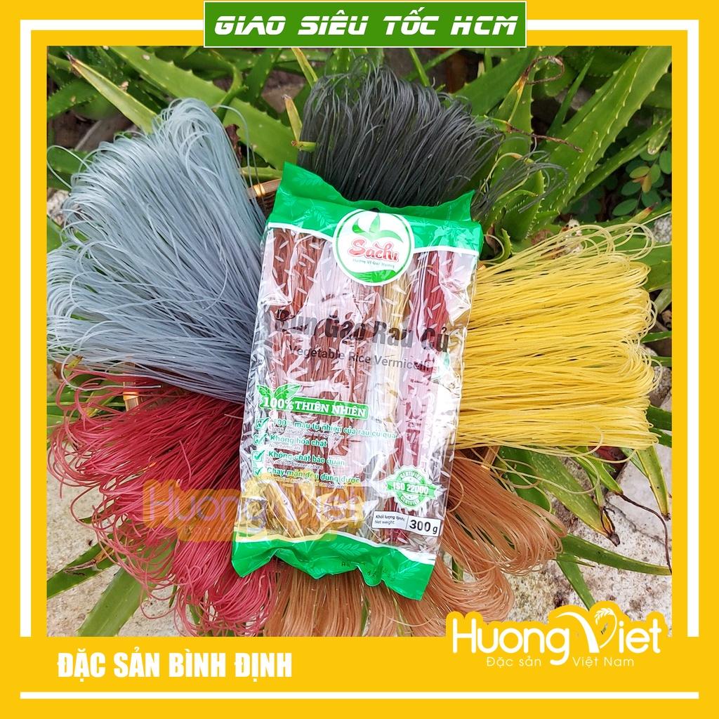 Bún gạo rau củ màu tự nhiên từ rau củ 300g, đặc sản bún gạo ngũ sắc Bình Định chay mặn đều dùng được gồm 5 loại rau củ