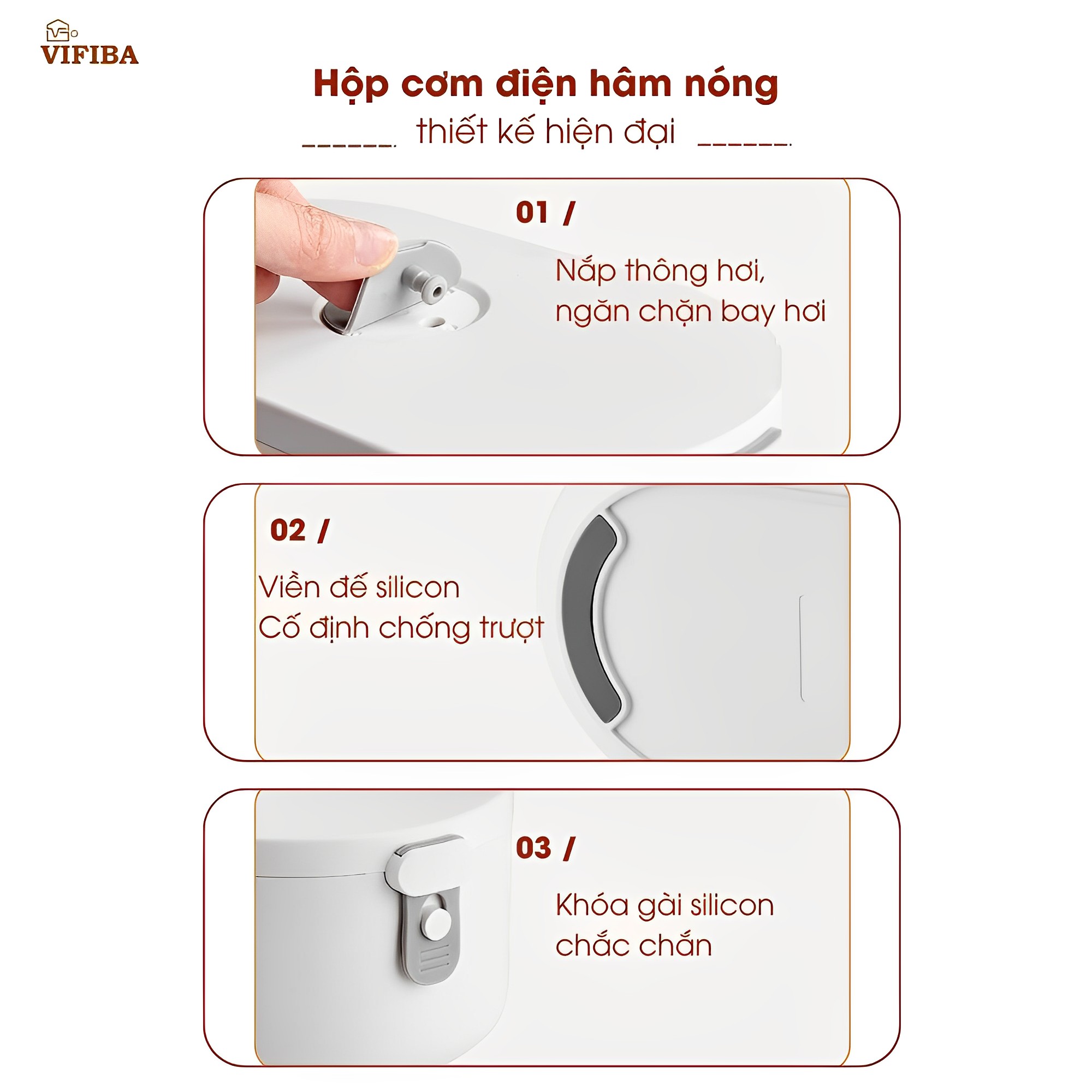 Hộp cơm hâm nóng cắm điện đa năng Homea2z, hộp cơm giữ nhiệt cao cấp 80W, hâm nóng thức ăn siêu tốc 3 ngăn