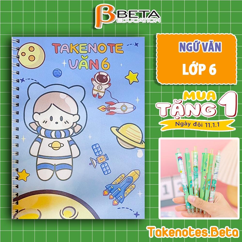 Sổ takenote văn 6, sổ tay ghi chép giúp học tốt văn 6 có 2 bản là sổ còng Binder và sổ lò xo A5 trang trí sticker