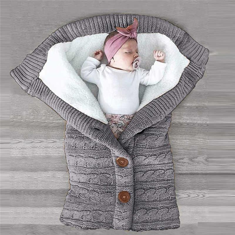 Túi Ngủ Cho Bé Bao Da Mùa Đông Kid Sleepsack Footmuff Xe Đẩy Dệt Kim Ngủ Tất Sơ Sinh Đầm Len Dệt Kim Slaapzak