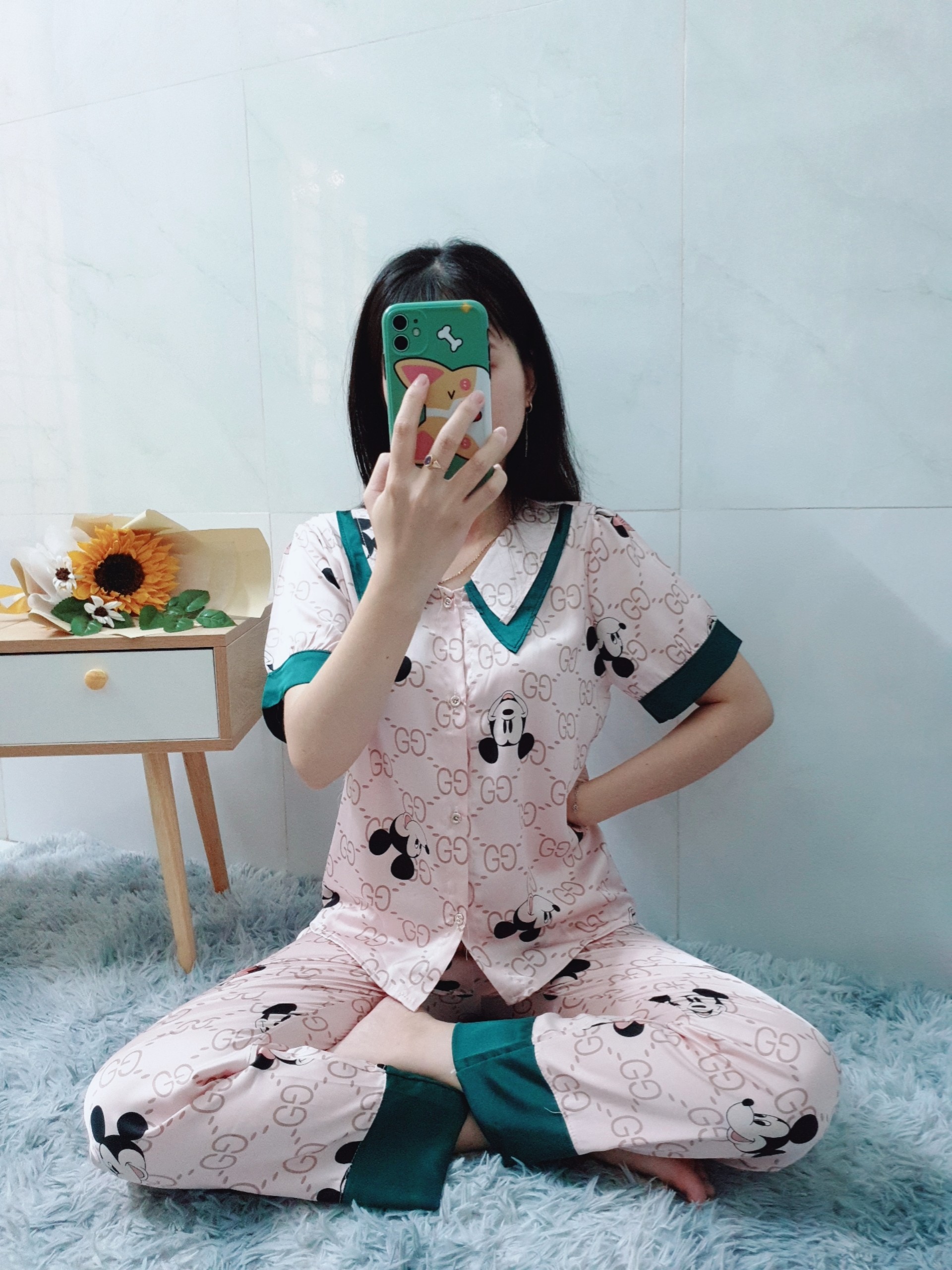 Đồ Bộ Pijama Mặc Nhà Nữ - Kiểu Dáng Dễ Thương, Sang Trọng - Vải Lụa Cao Cấp, Thoáng Mát, Mềm Mịn