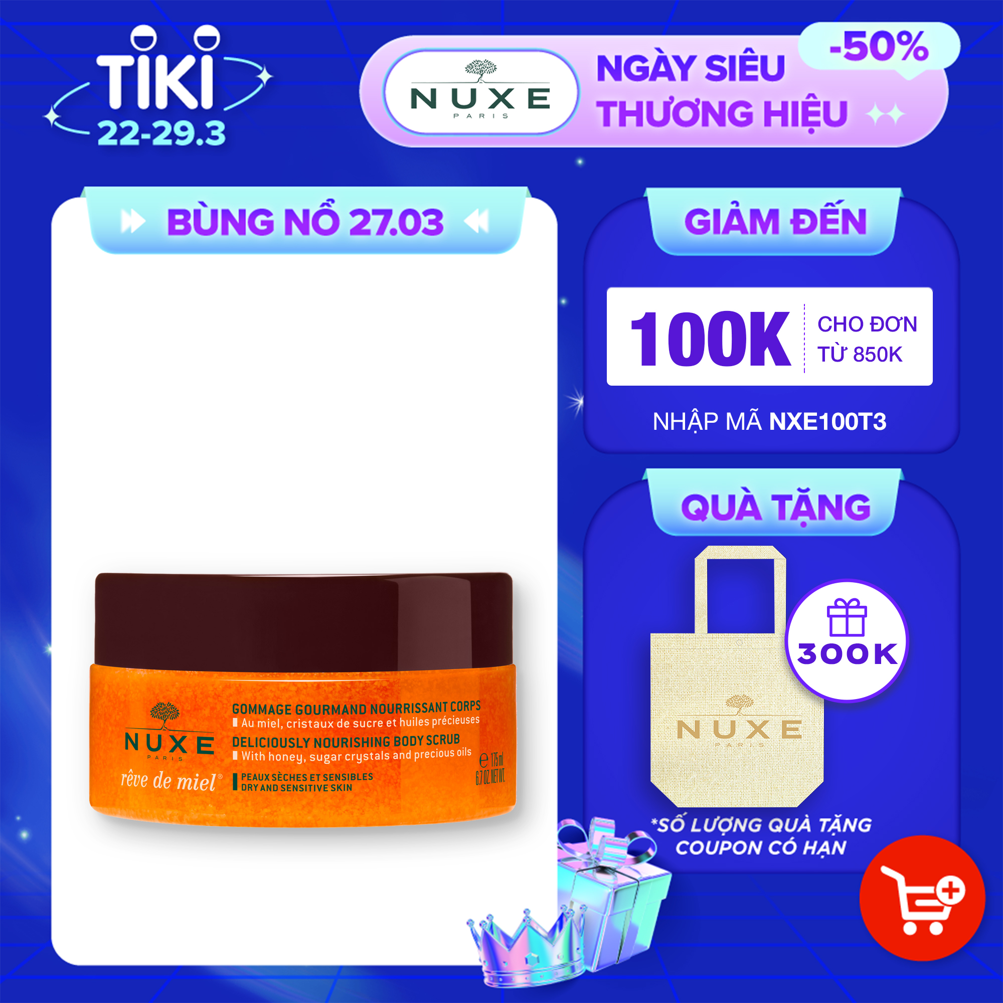 Tẩy tế bào chết Nuxe Rêve de Miel® 175ml