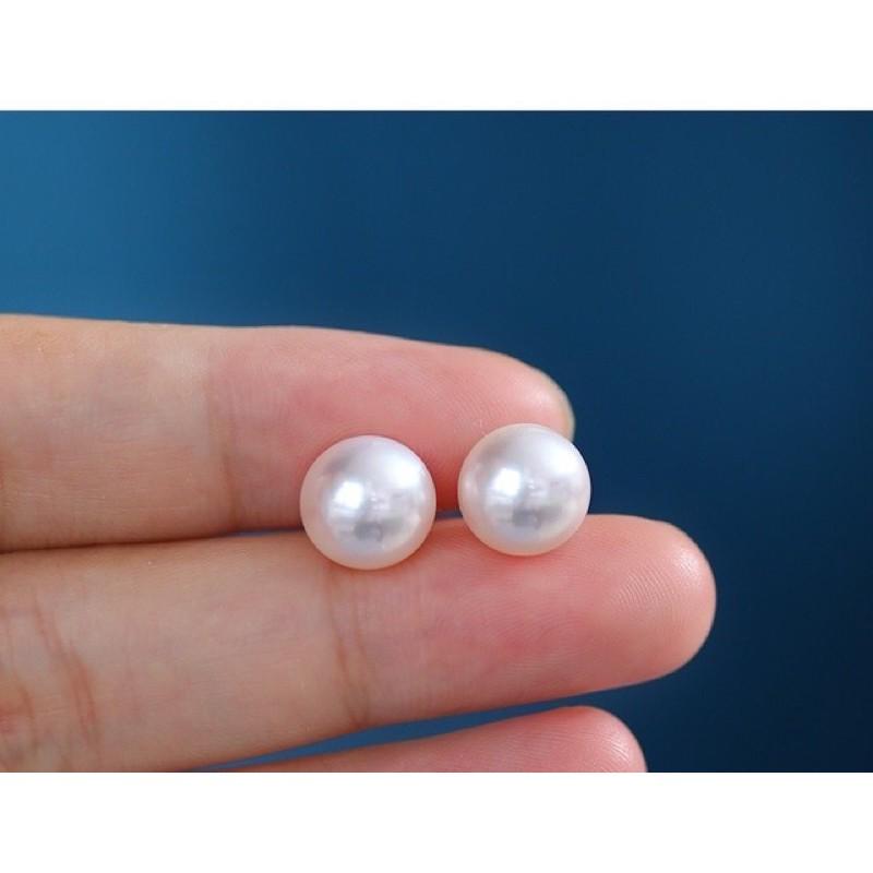 Bông Tai Nụ Trắng Ánh Hồng Size Hạt 11 ly Chốt Bạc S925, Bông Tai Ngọc Trai Nước Ngọt Tự Nhiên - Trường Thịnh Ngọc Trai