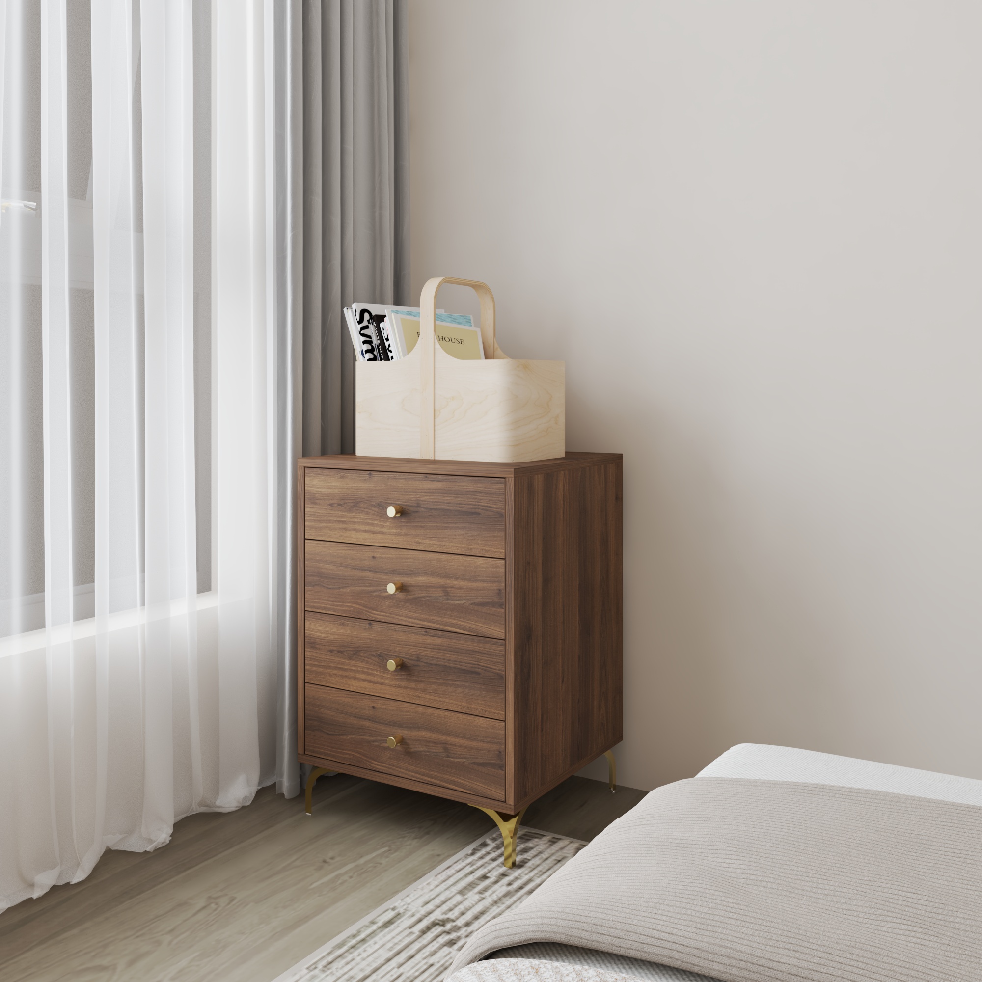 HAPPY FURNITURE , Tủ lưu trữ 4 ngăn kéo - HAPPI, THK_269 , 50cm x 45cm x 72cm DxRxC