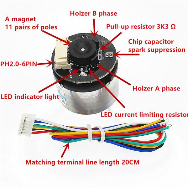 12V 10165rpm/6V 5015rpm DC Magnetic Holzer Encoder Motor 11PPR