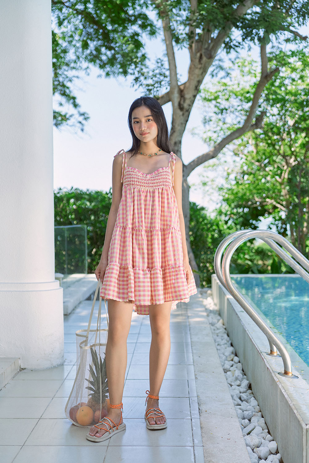 DOTTIE - Đầm gingham dáng babydoll - D0496