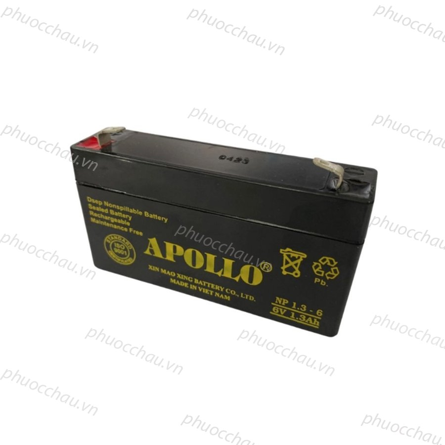 Ắc Quy Apollo NP1.3-6 6V-1.3AH, dùng cho xe điện trẻ em ,đèn khẩn cấp, quạt sạc