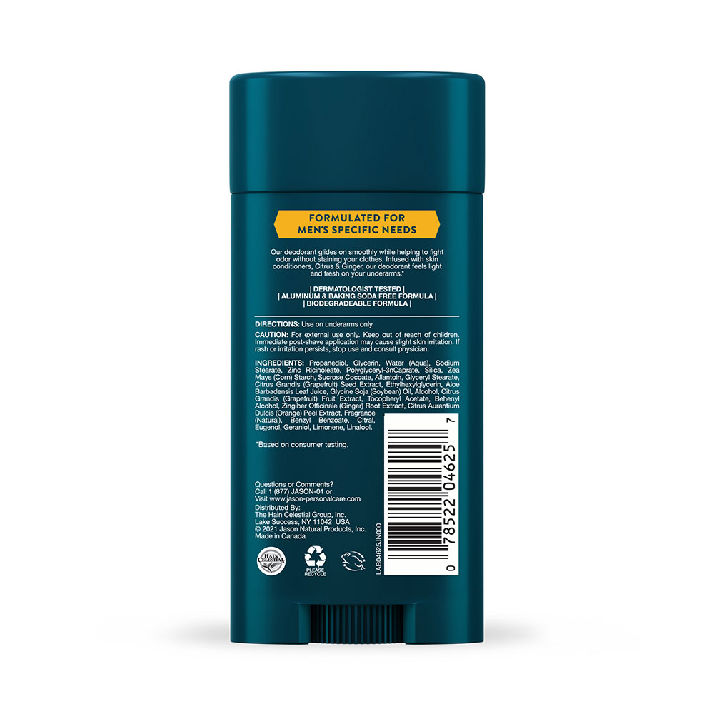 Thanh lăn khử mùi JASON MEN'S DEODORANT CITRUS + GINGER