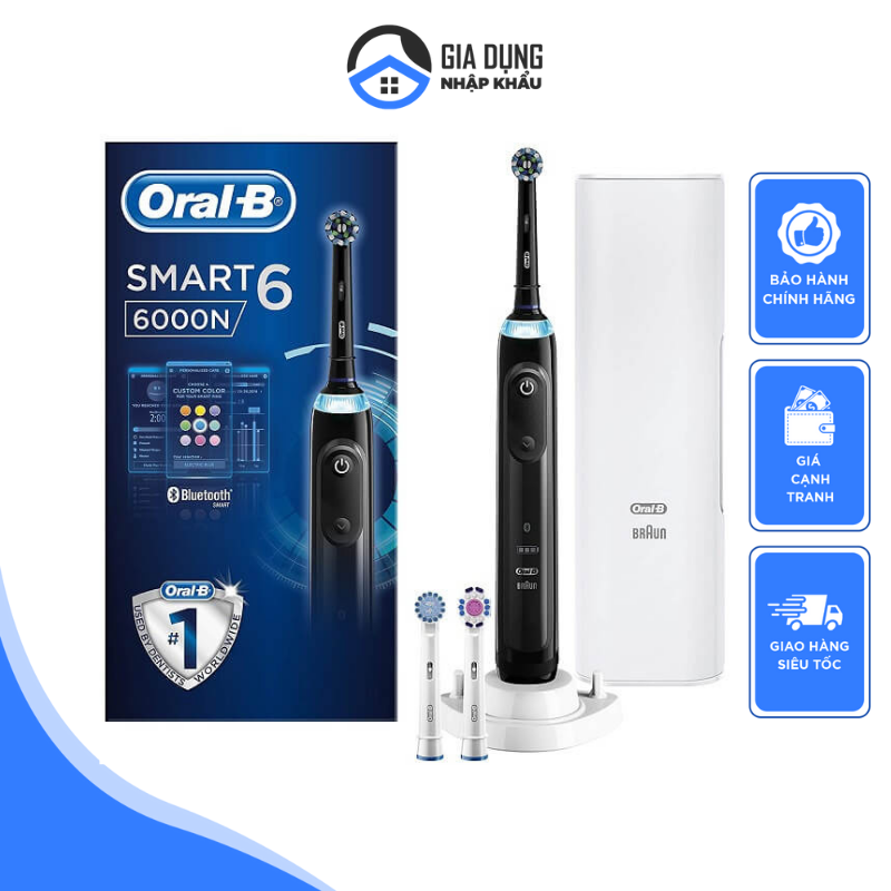 Bàn Chải Đánh Răng Điện Oral-B Pro 6000 Smart Series, Oral B Electric Toothbrush, Ngừa Sâu Răng Hiệu Quả, Nhập Đức, Hàng Chính Hãng