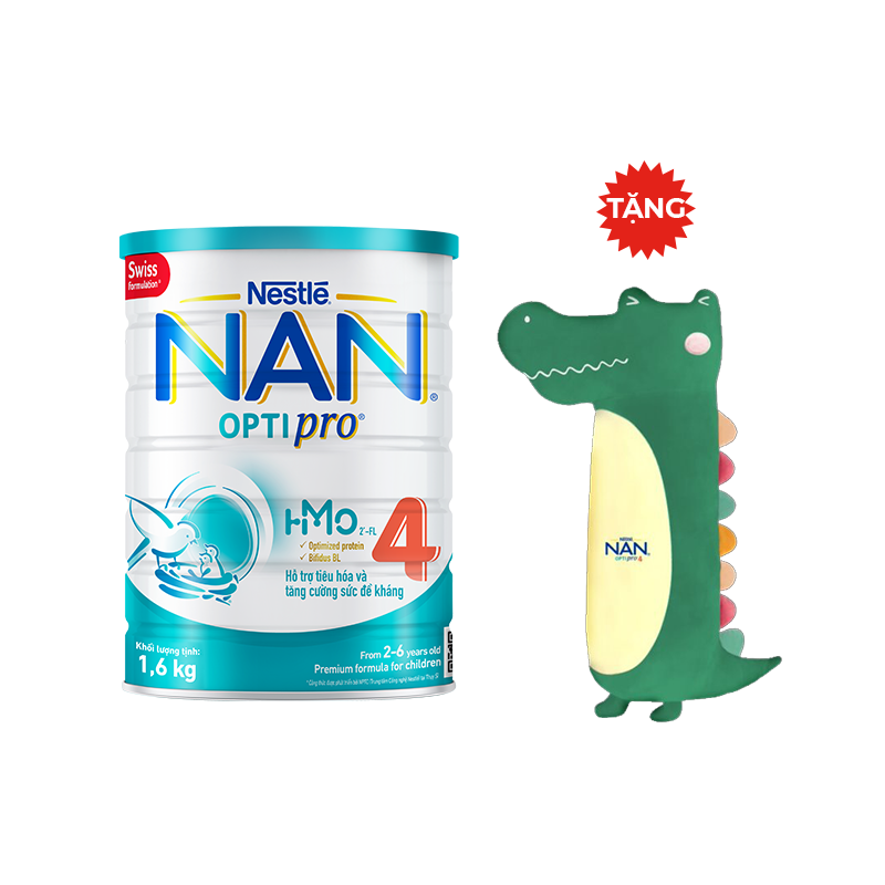 Sữa Bột Nestlé NAN OPTIPRO HM-O 4 1.6kg - Tặng Gối Ôm Cá Sấu