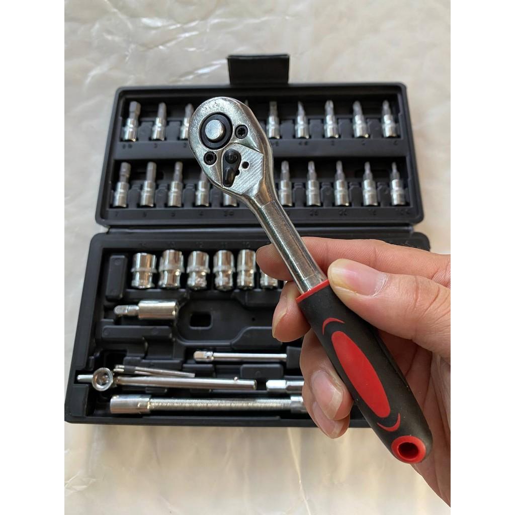Ảnh Thật Bộ Đồ Nghề Sửa Chữa Xe Hơi Xe Máy 46 Món - Bộ Dụng Cụ Tuýp Khẩu Đa Năng 46 Chi Tiết Mở Ốc Vít Bulong Tiện Dụng