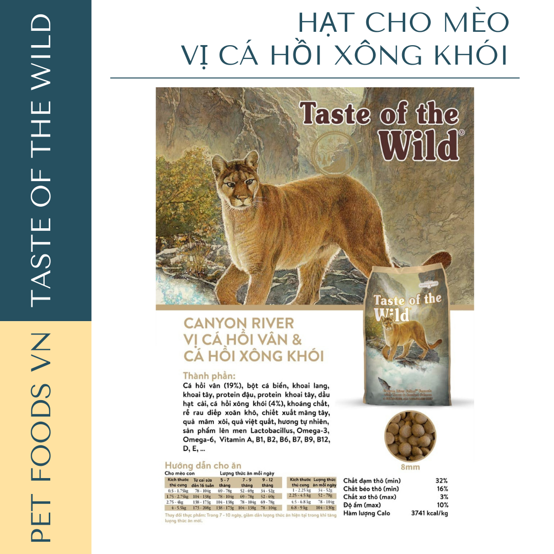 Hạt cho mèo TASTE OF THE WILD Canyon River vị Cá Hồi Vân & Cá Hồi Xông Khói