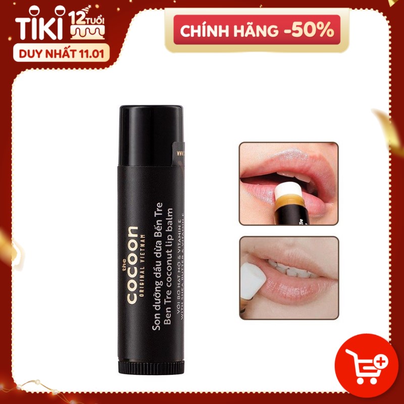 Son dưỡng dầu dừa Bến Tre COCOON Ben Tre Coconut Lip Balm 5g COCN07