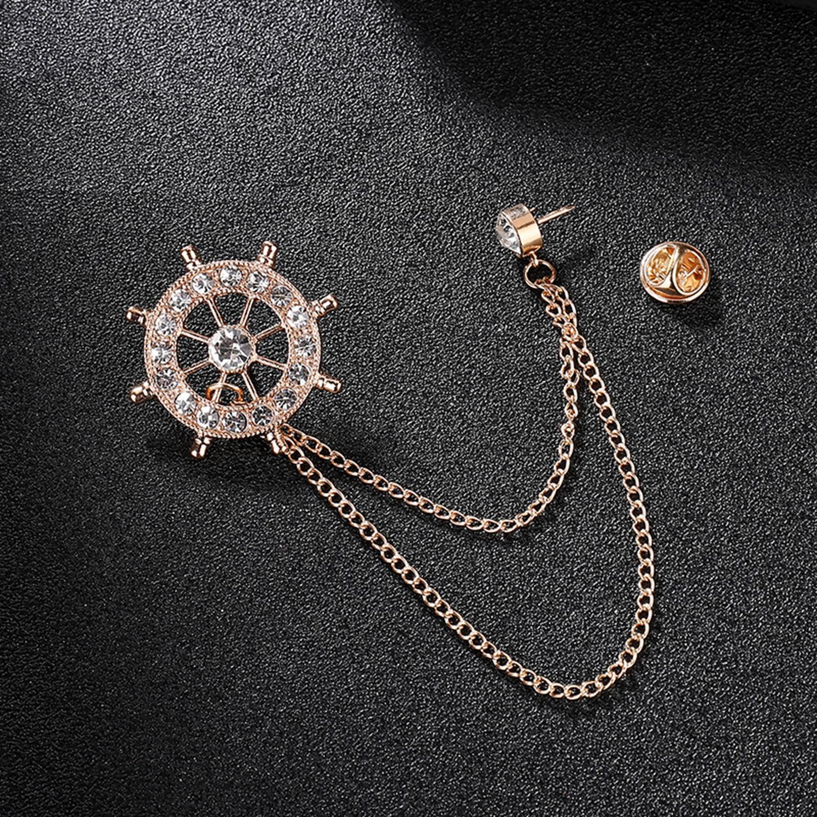 Lapel Pin Brooches Link Chains Pin Tassel Chain Brooch for Tie Men