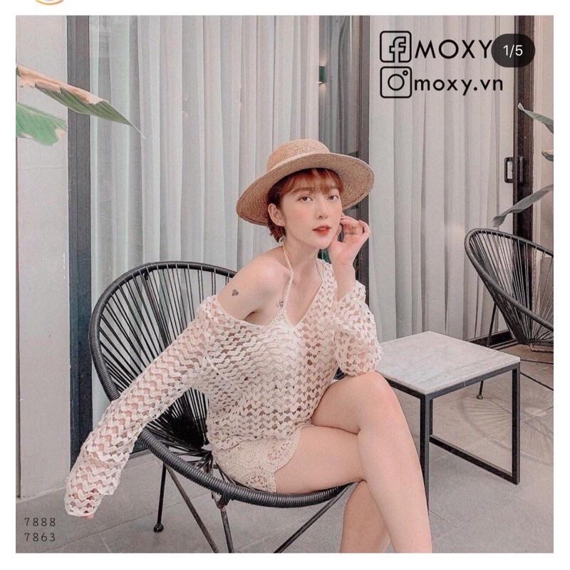 07-Set bộ bikini ren đi biển 3 món bra-áo lưới ngoài-quần sóc