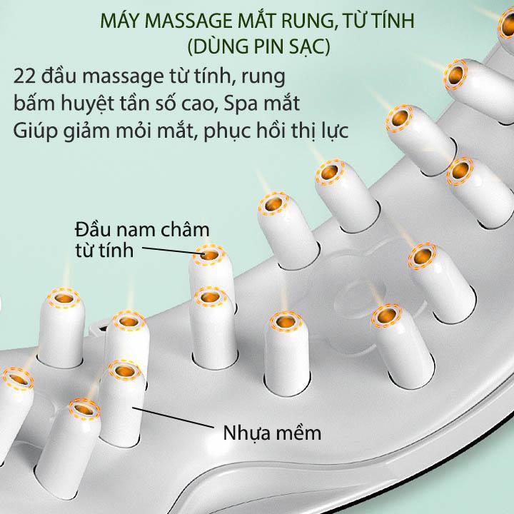 Máy massage mắt rung với 22 đầu từ tính, dùng pin sạc