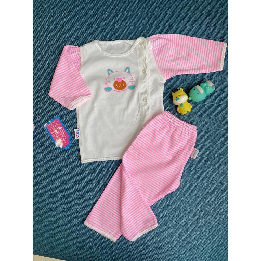 Bộ dài tay cotton cài vai cho bé sơ sinh, bộ sơ sinh cho bé gái