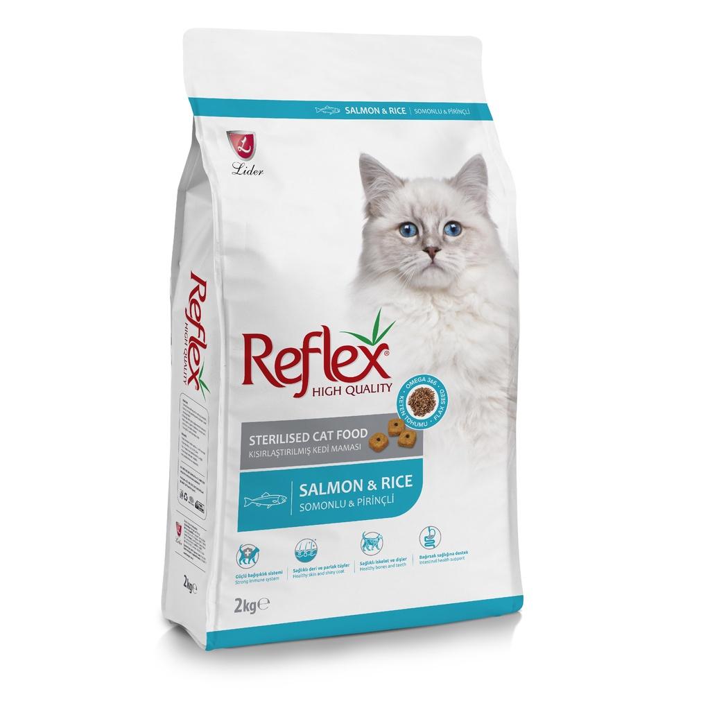 Thức ăn hạt cân bằng dinh dưỡng mèo trưởng thành 2kg Reflex Sterilised 2kg Salmon &amp; Rice