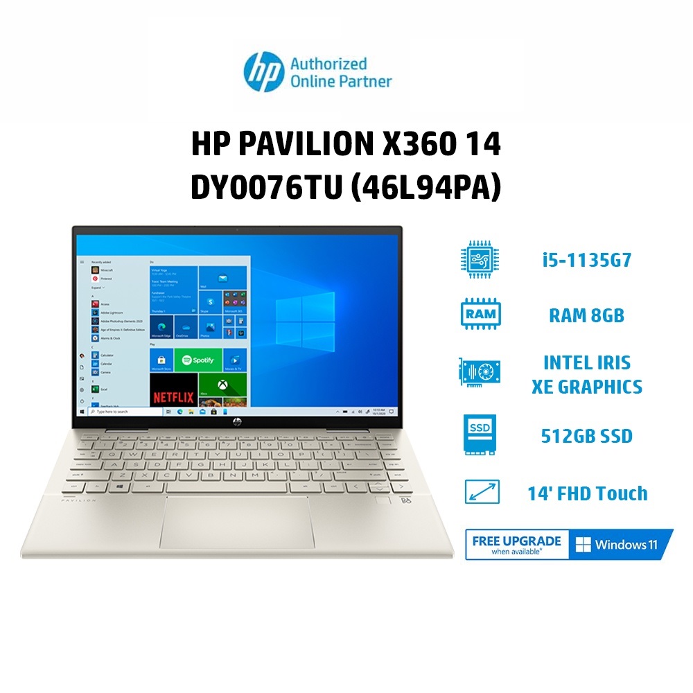 Laptop HP Pavilion x360 14-dy0076TU (46L94PA) (i5-1135G7 | 8GB| 14' FHD Touch | W11 Hàng chính hãng