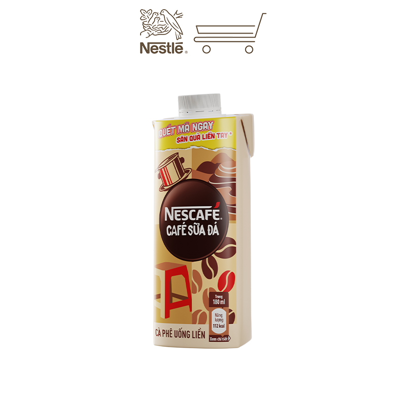 [PHIÊN BẢN KHUYẾN MÃI] Thùng 24 Hộp Cà phê uống liền NESCAFÉ Cà Phê Sữa Đá (hộp 180ml)