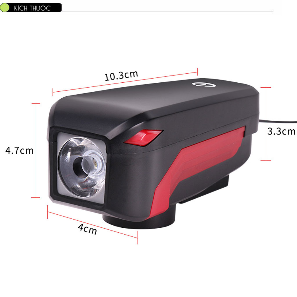 Đèn Xe Đạp Có Còi T6 350lumens Pin 2000mAh Còi âm thanh lớn 140dB MaiLee
