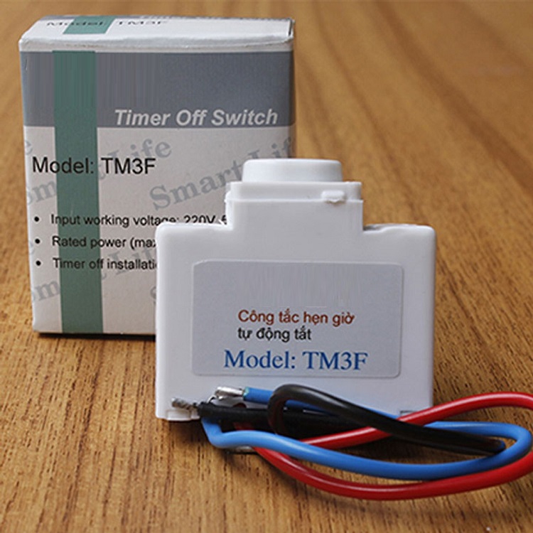 Công tắc điện thông minh có hẹn giờ tắt tự động TM3F (Tặng 2 nút kẹp cao su giữ dây điện- màu ngẫu nhiên)