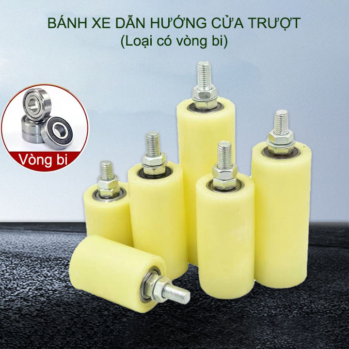 01 Bánh xe dẫn hướng cửa cổng trượt, loại có vòng bi, nhiều kích cỡ cho khách lựa chọn