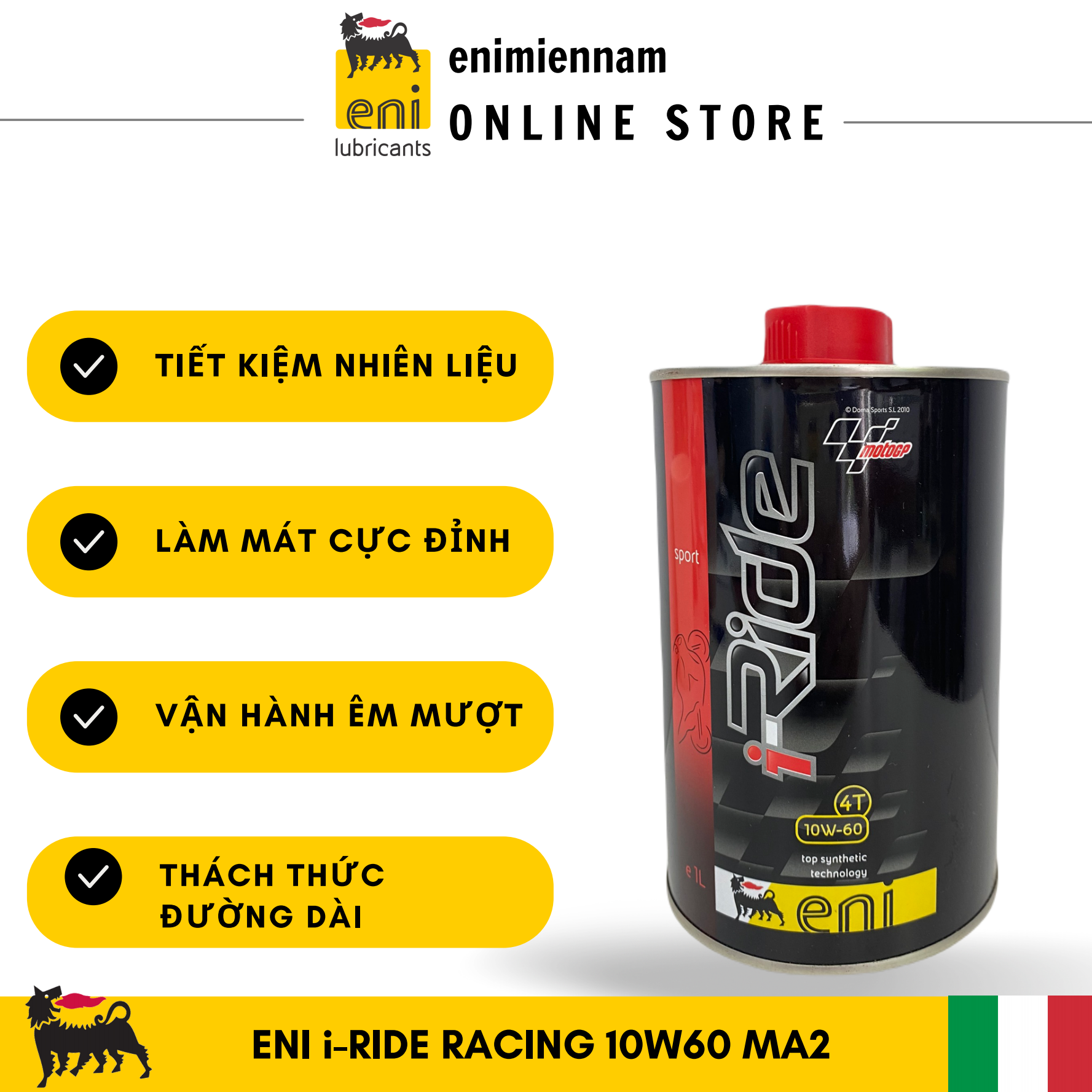 (HCM) Nhớt Eni I-Ride Racing 10W60 nhập khẩu Ý (lon thiếc)