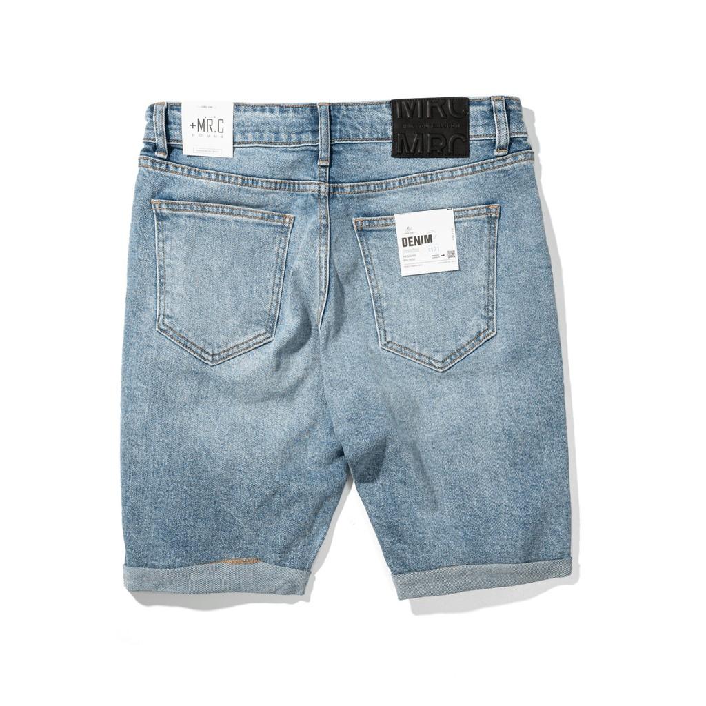 Quần short jean nam xanh rách MRC S171-SN chất cotton cao cấp, form ôm vừa vặn, tôn dáng, trẻ trung - CUONG STORE