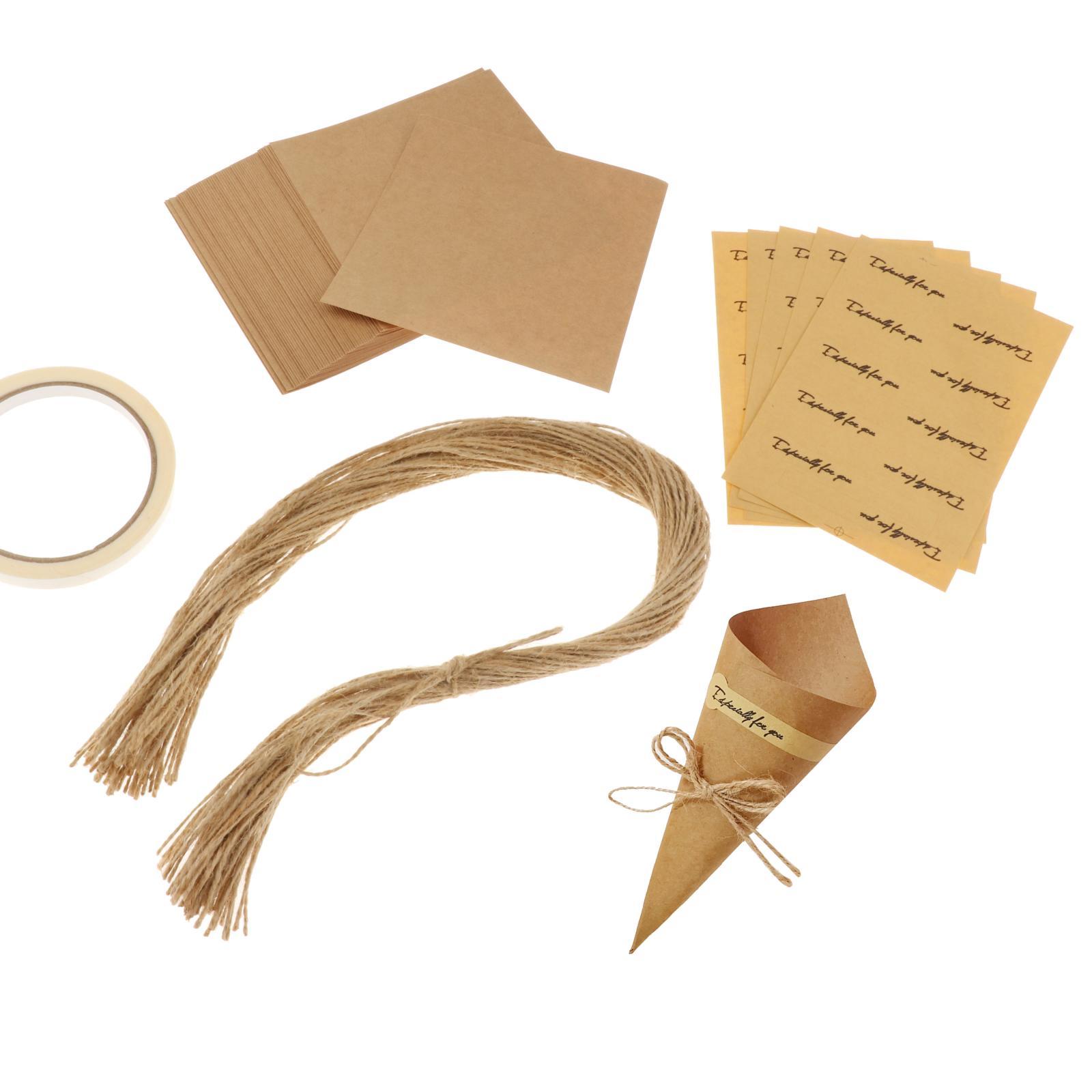 50Pieces Confetti Cones Wedding Cones Paper Cones for Wedding Party Brown