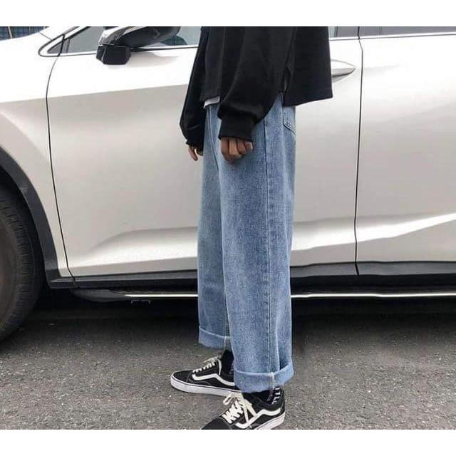 ( Jean Dày)Quần Jean Nam - Quần  Baggy Jean unisex ống rộng phong cách bụi Cá tính.