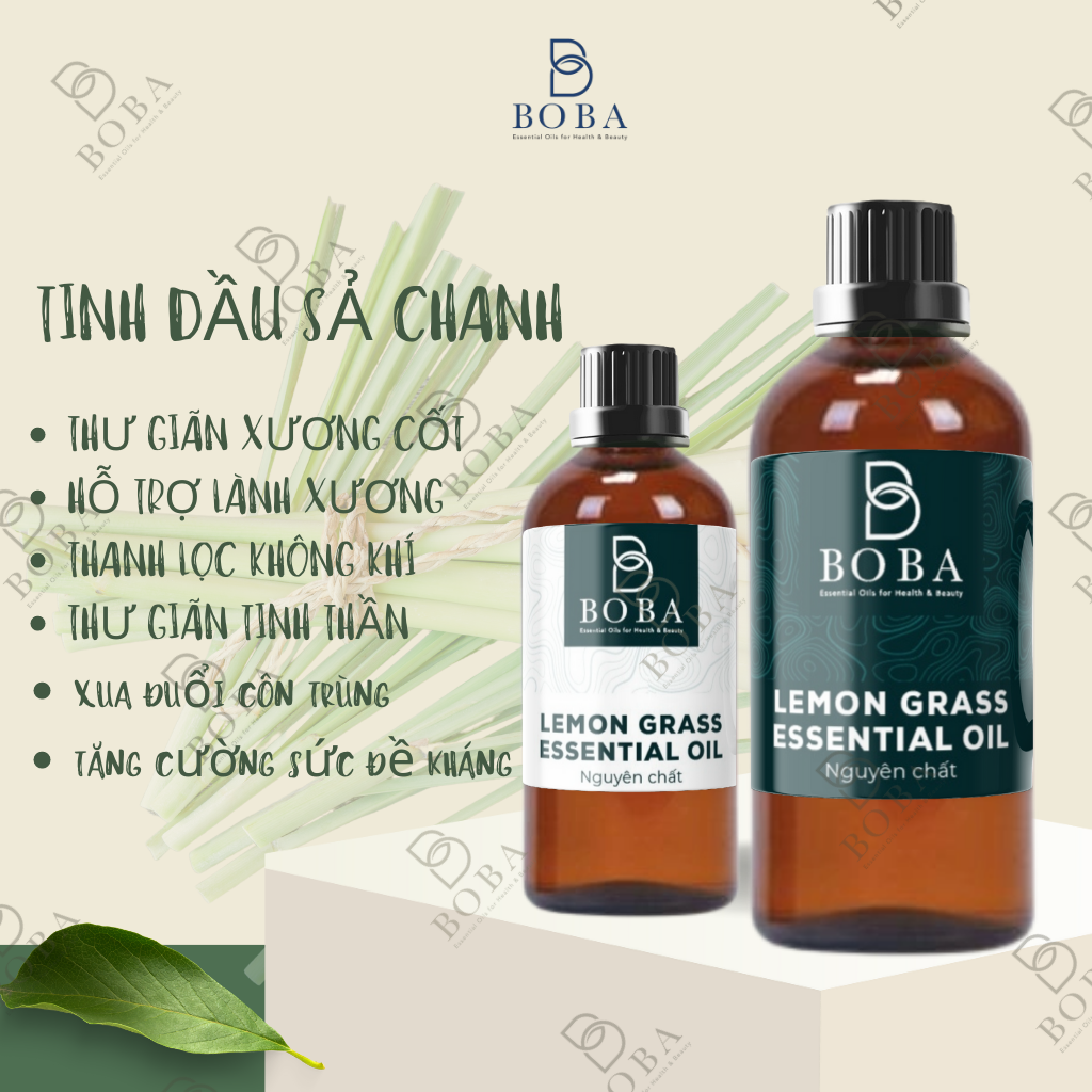 Tinh Dầu Sả Chanh Thiên Nhiên, Xuất Xứ Ấn Độ , Khuếch Tán Hương Thơm, Giải Tỏa Căng Thẳng, Tinh Dầu Boba