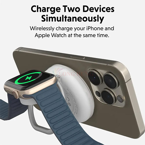 Đế sạc không dây HyperJuice Travel Light Qi2 2-in-1 Magnetic Charging Stand HJ3310WHGL - Hàng chính hãng