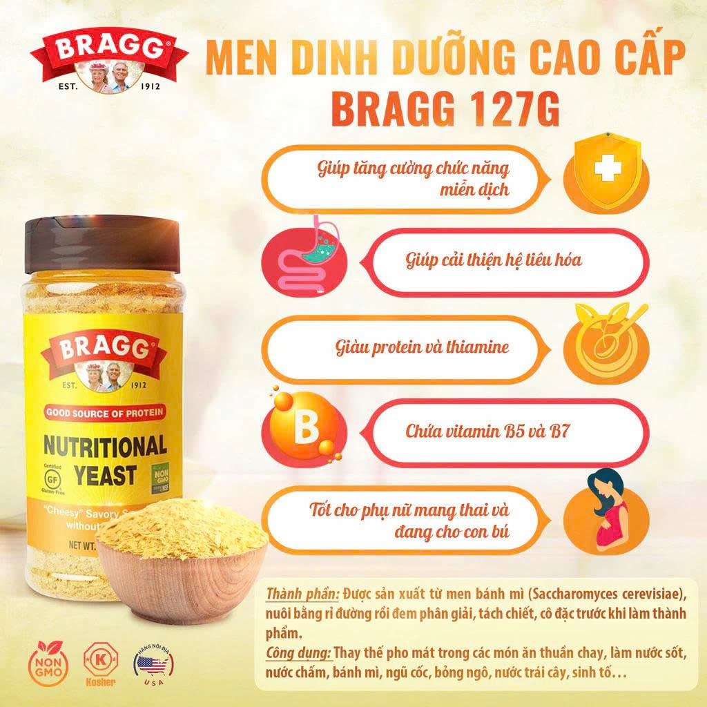Men Dinh Dưỡng Vị Phô Mai Thuần Chay 127g - Giàu Vitamin B12, Protein, Ăn Eatclean Keto Vegan, Người Ăn Chay, Bé Ăn Dặm