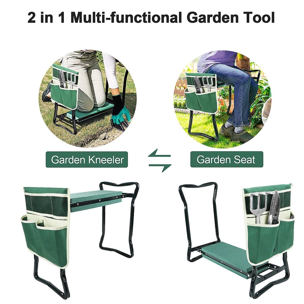 Ghế làm vườn đệm xốp EVA dày rộng kèm túi đựng dụng cụ Garden Kneeler and Seat with Tool Bag Pouch