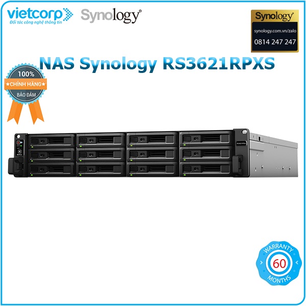 Thiết bị lưu trữ NAS Synology RS3621RPXS - Hàng Chính Hãng